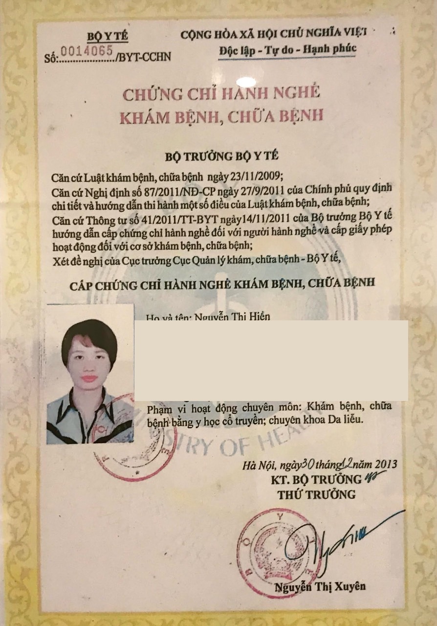 Chứng chỉ hành nghề khám bệnh chữa bệnh chuyên khoa da liễu